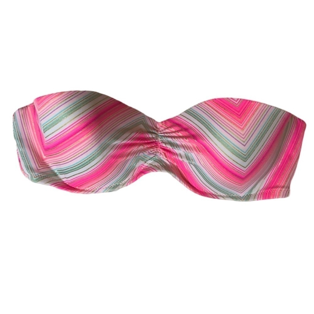 Victoria’s Secret colorful pink stripe bandeau top Size 34C
